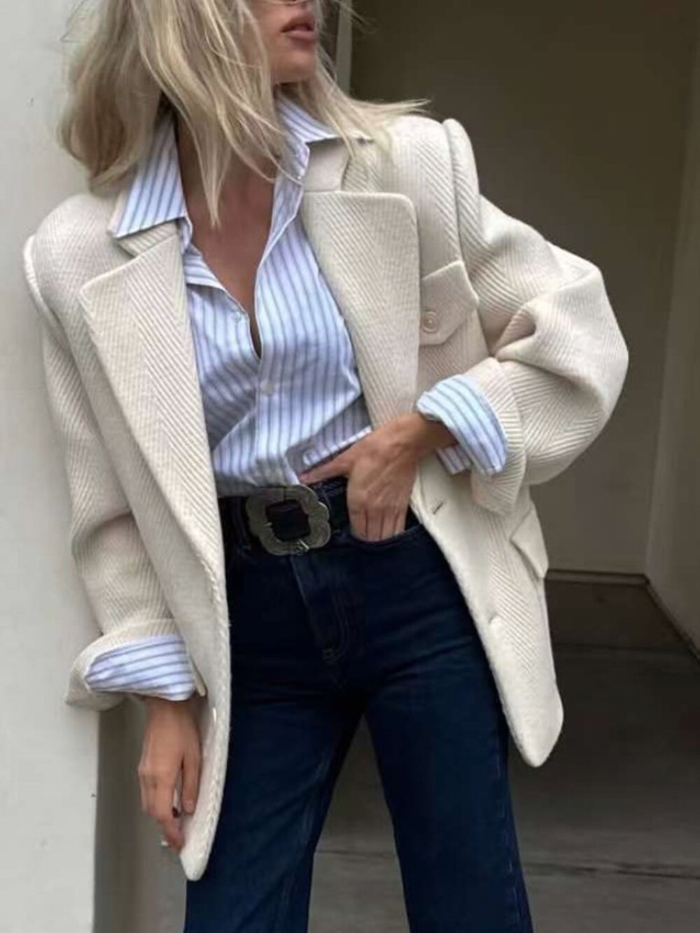 Helsa The Very Oversized Blazer Ivory Small